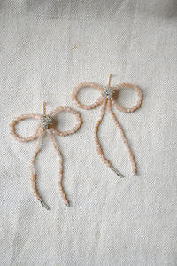 Peach Moonstone Bow Earrings