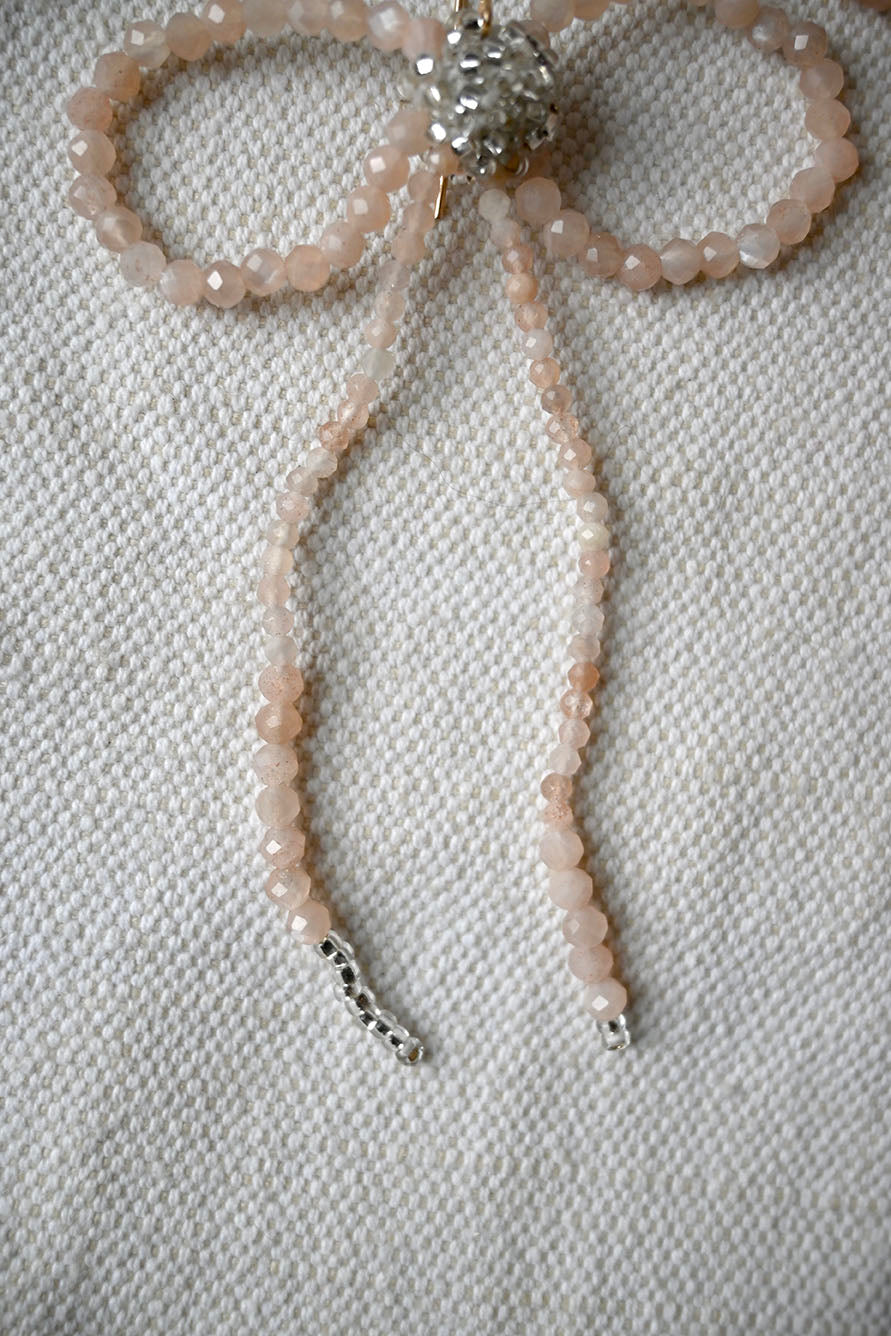 Peach Moonstone Bow Earrings