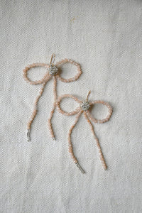 Peach Moonstone Bow Earrings