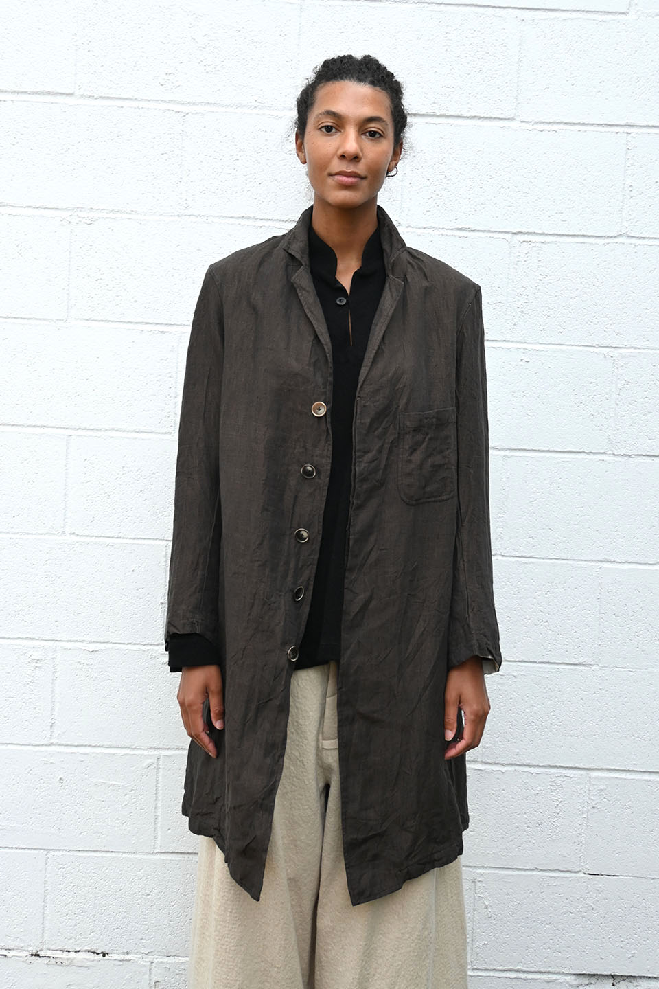 Khaki Linen Coat