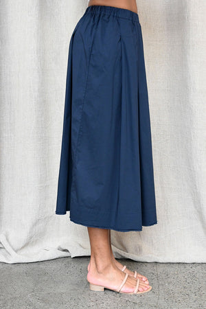 Pleated Cotton Navy Skirt