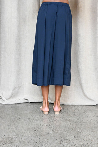 Pleated Cotton Navy Skirt