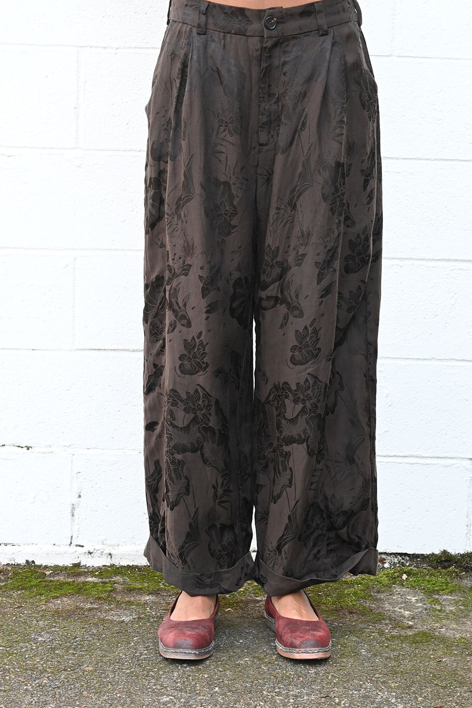 Brown Brocade Wide Pant