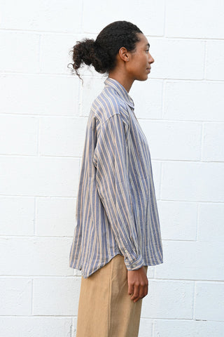 Gray Blue Striped Shirt