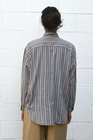 Gray Blue Striped Shirt