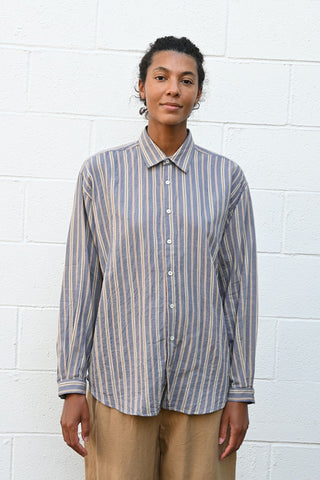 Gray Blue Striped Shirt