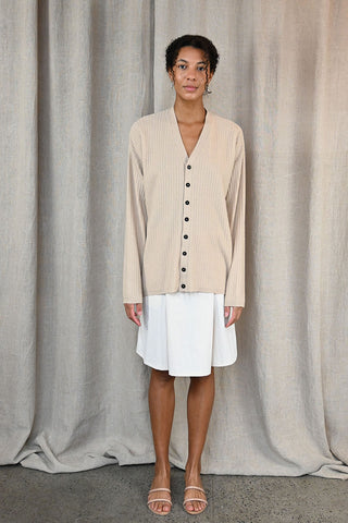 Ribbed Cardigan in Sand