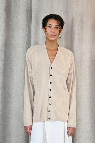 Ribbed Cardigan in Sand