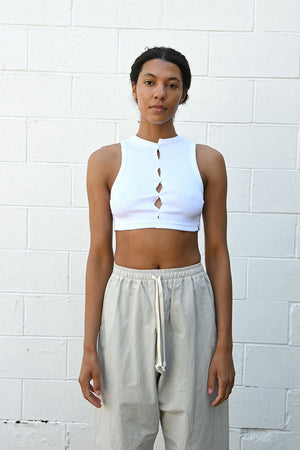 Cropped Drape Top White