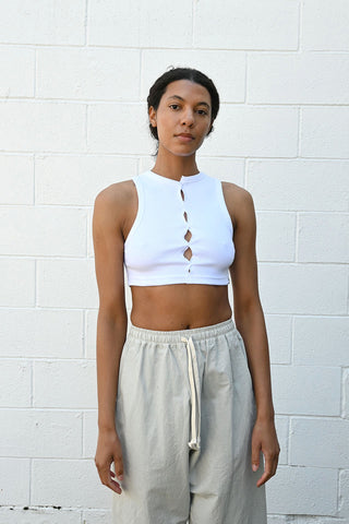Cropped Drape Top White