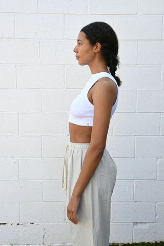 Cropped Drape Top White