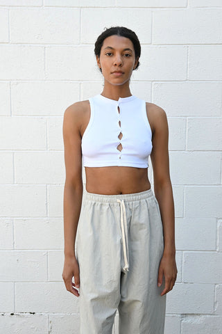 Cropped Drape Top White