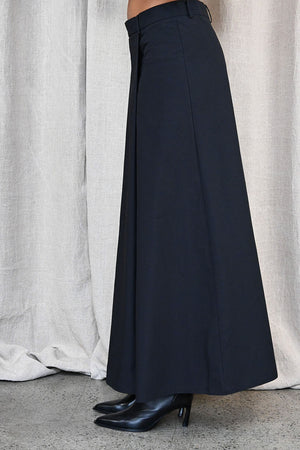 Long Pleated Skirt in Black
