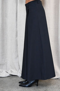 Long Pleated Skirt in Black