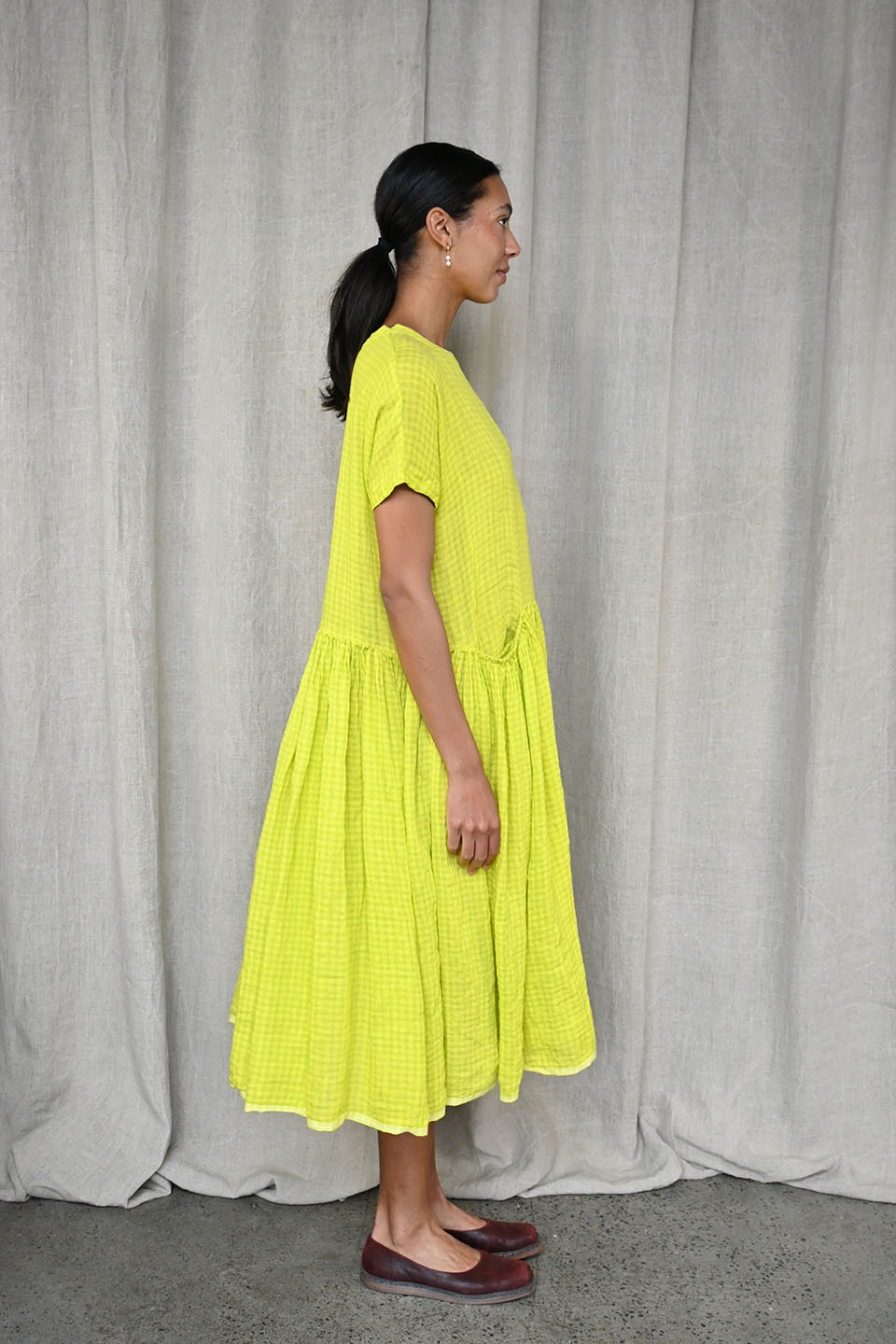 Neon Yellow Check Dress