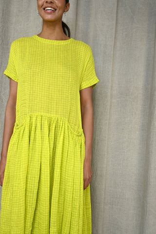Neon Yellow Check Dress