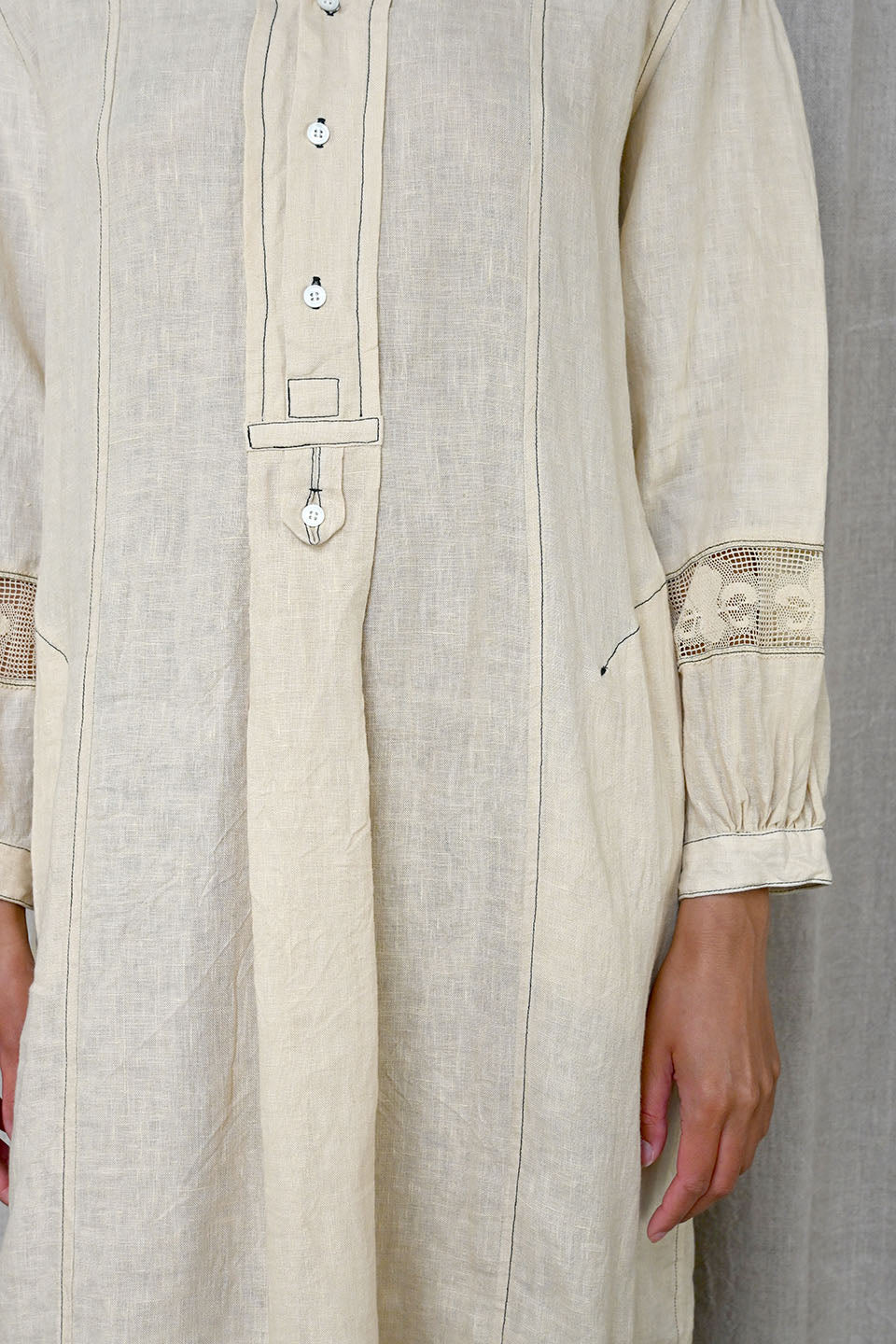 Washed Linen x Lace Stitch Dress