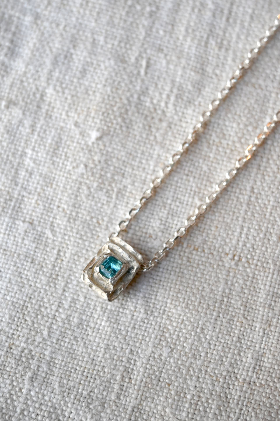 Portal Necklace in Acid Silver with Blue Tourmaline
