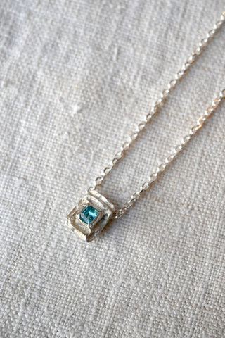 Portal Necklace in Acid Silver with Blue Tourmaline