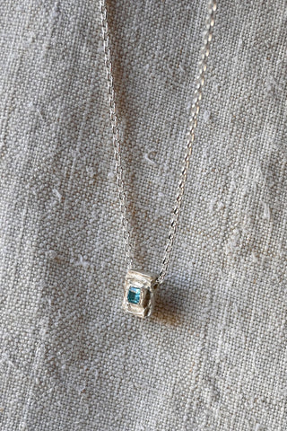 Portal Necklace in Acid Silver with Blue Tourmaline
