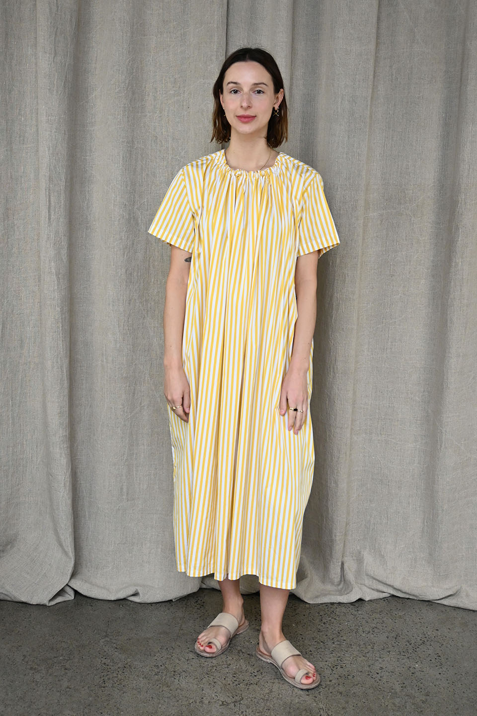 Sil Dress in Yellow Sripte