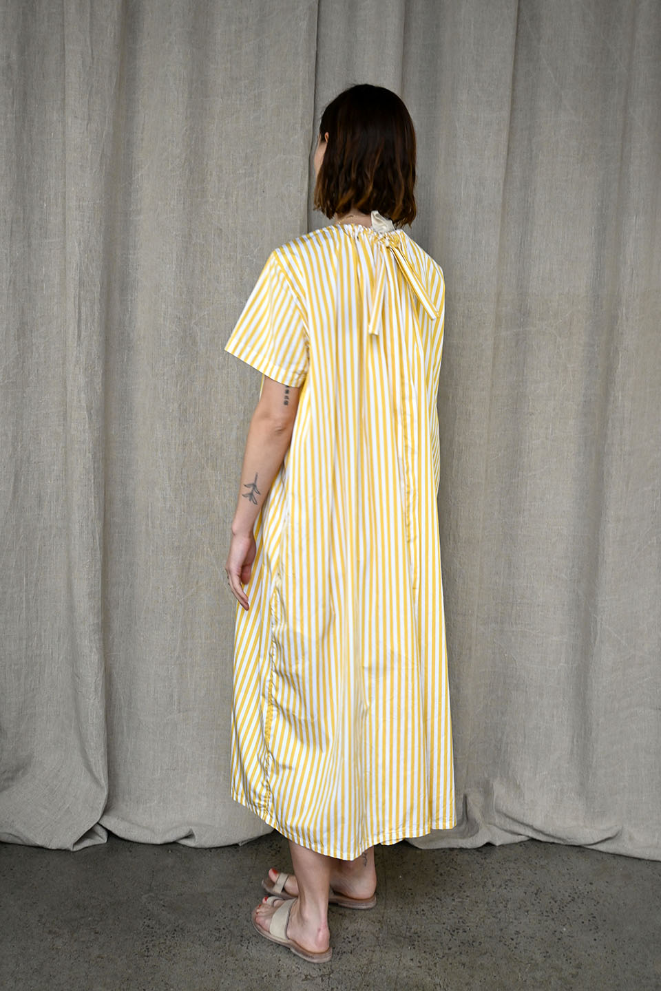 Sil Dress in Yellow Sripte