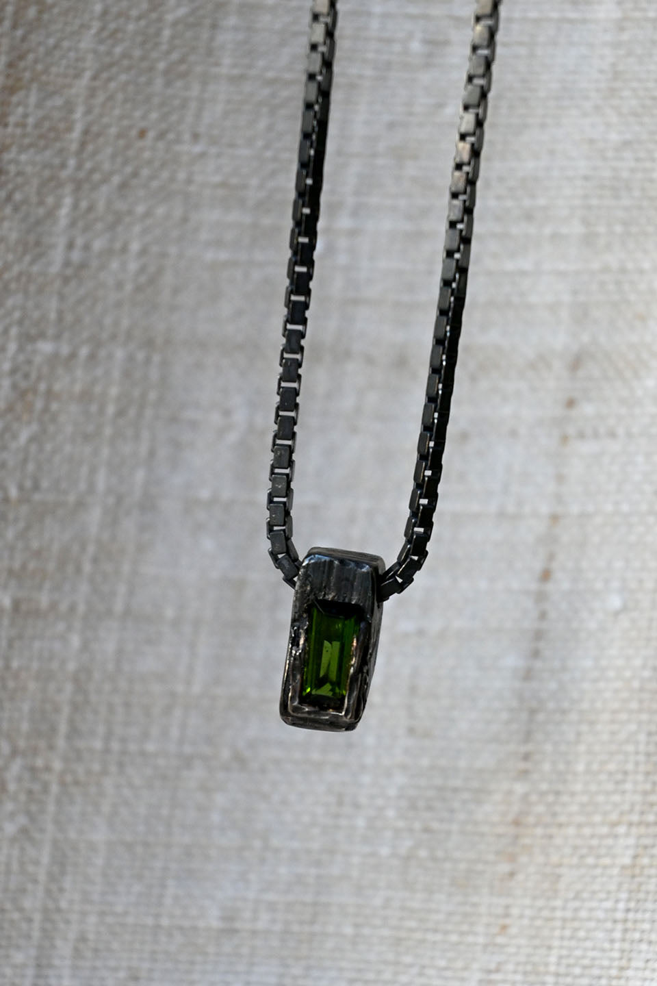 Portal Necklace in Oxidized Silver with Green Tourmaline