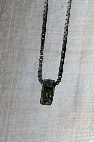 Portal Necklace in Oxidized Silver with Green Tourmaline