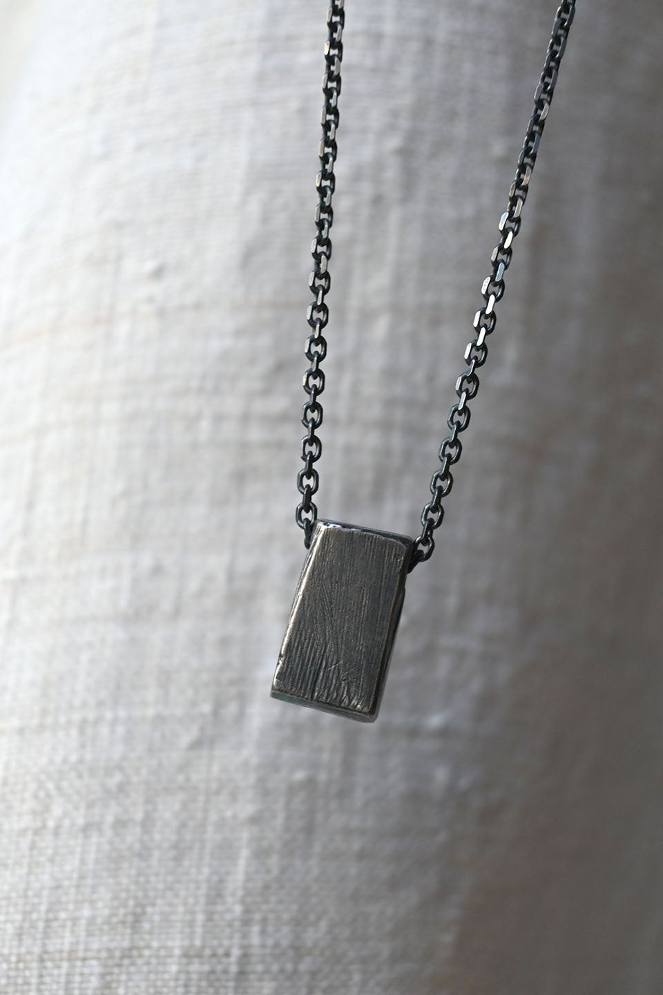 Long Portal Necklace in Oxidized Silver Green Tourmaline