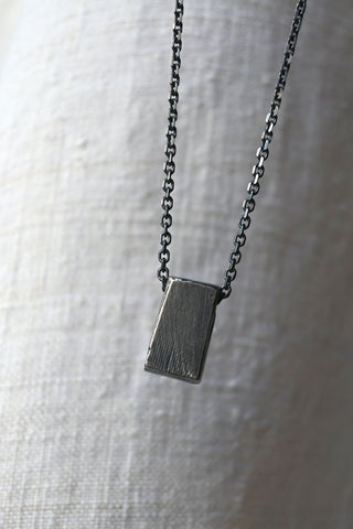 Long Portal Necklace in Oxidized Silver Green Tourmaline