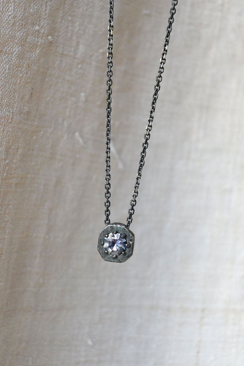 Portal Necklace in Oxidized Silver with Unheated Tanzanite