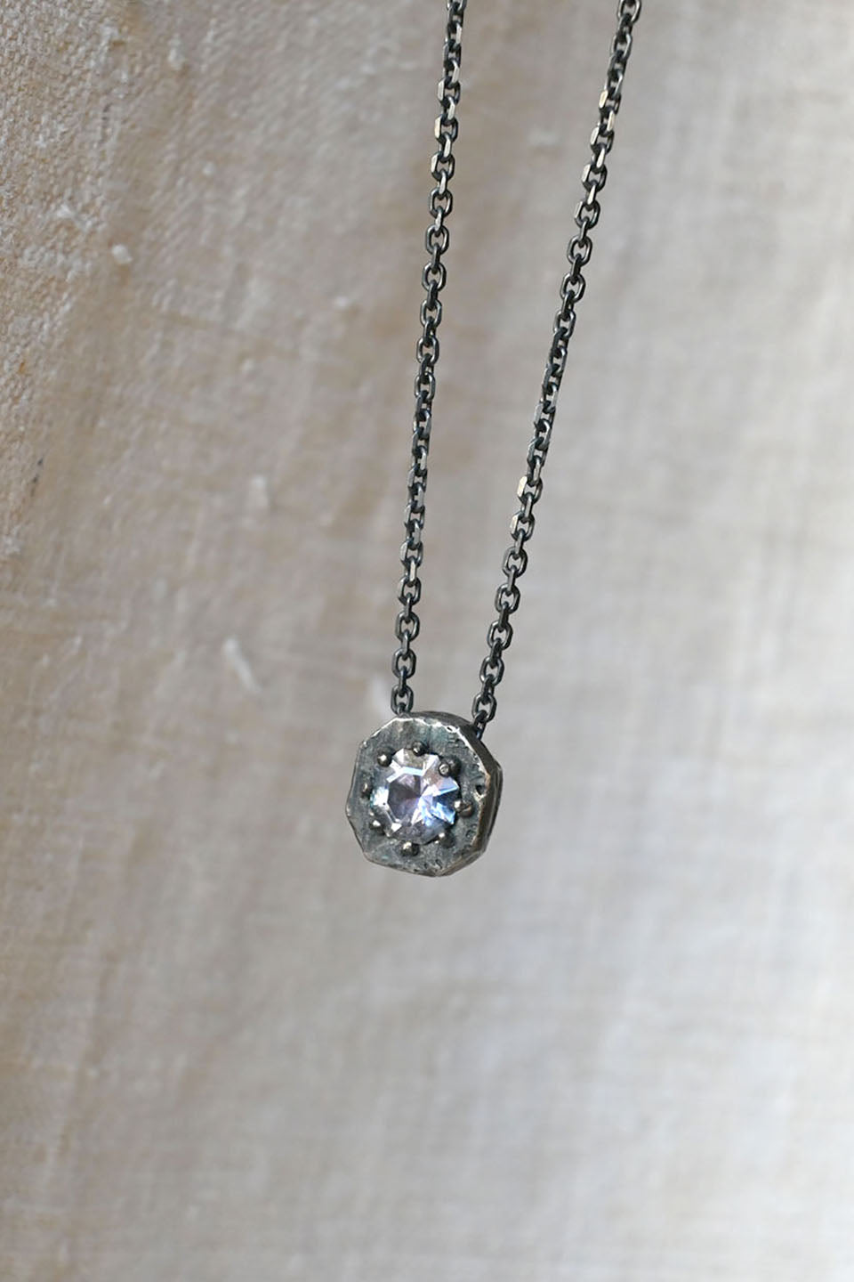 Portal Necklace in Oxidized Silver with Unheated Tanzanite