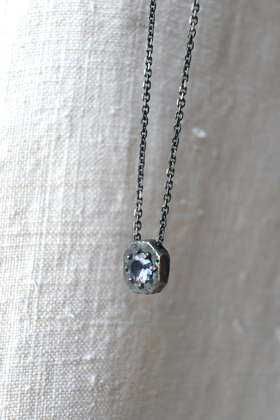 Portal Necklace in Oxidized Silver with Unheated Tanzanite