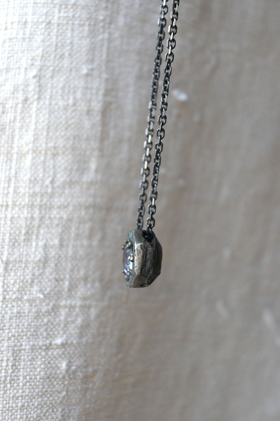 Portal Necklace in Oxidized Silver with Unheated Tanzanite