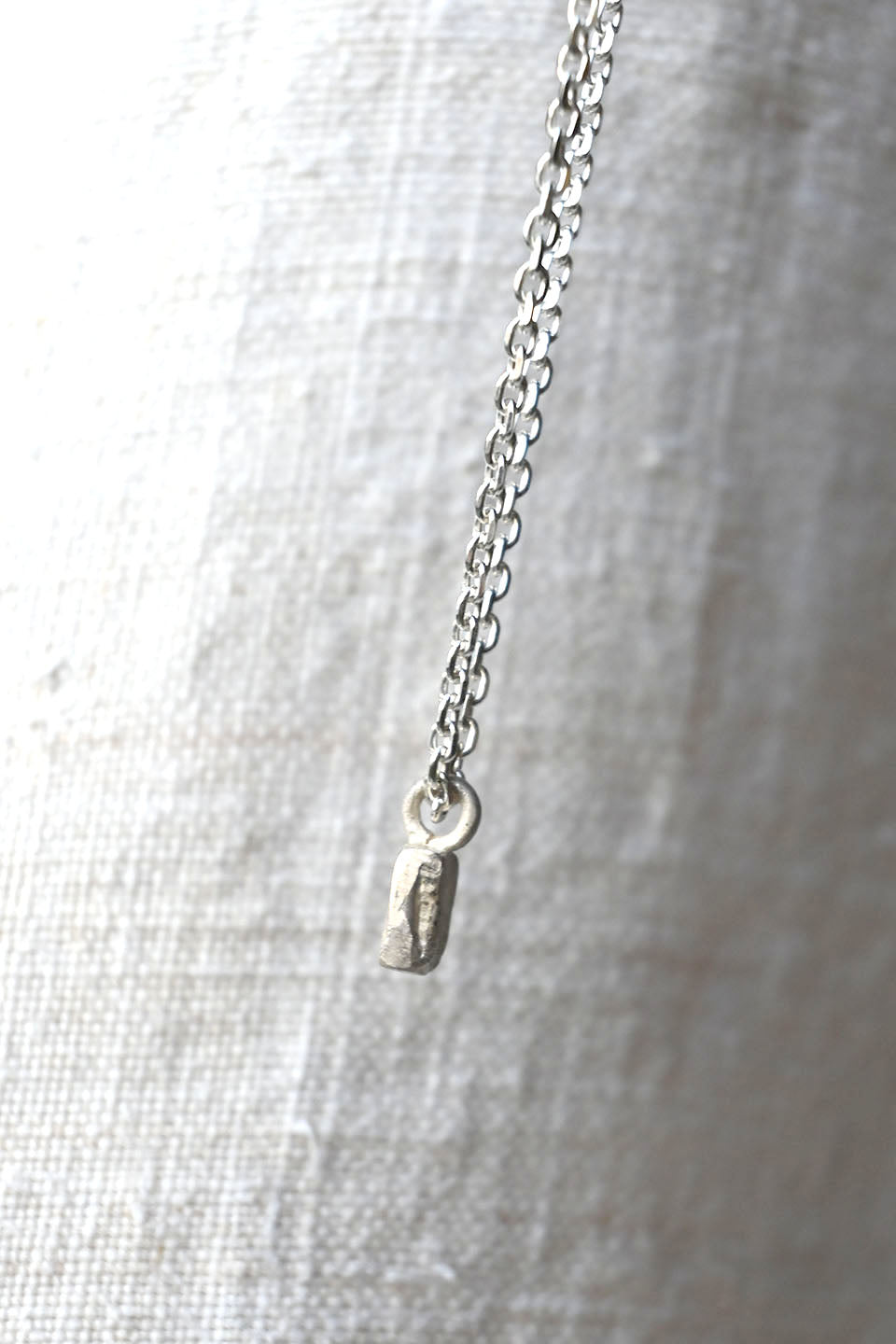 Rectangular Charm Necklace with White Diamond Acid Silver