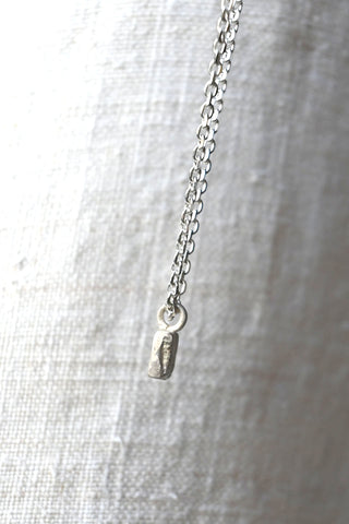 Rectangular Charm Necklace with White Diamond Acid Silver