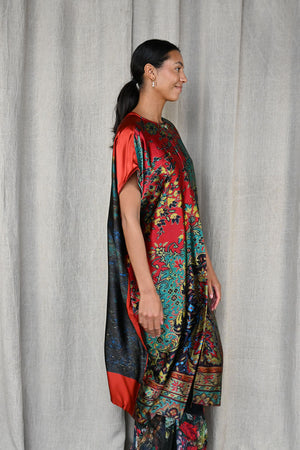 Printed Silk Caftan Dress