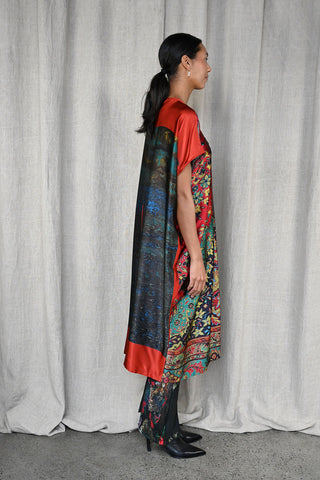 Printed Silk Caftan Dress