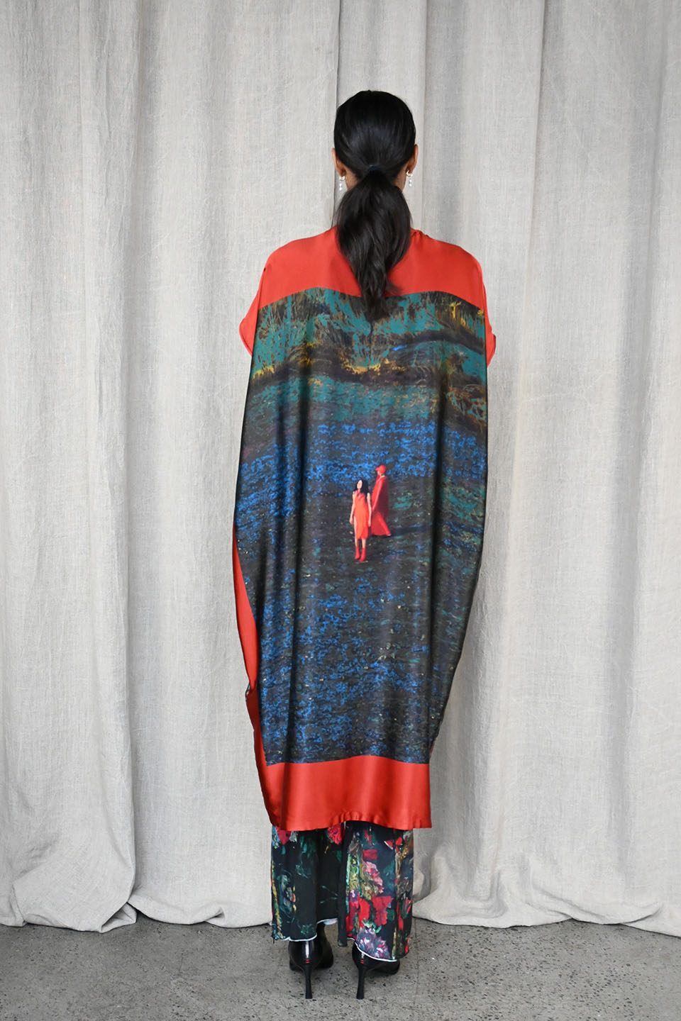 Printed Silk Caftan Dress