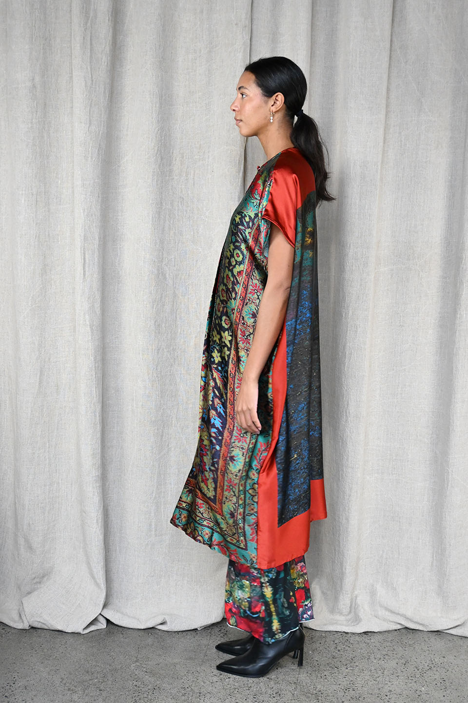Printed Silk Caftan Dress