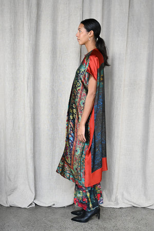 Printed Silk Caftan Dress