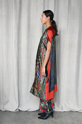 Printed Silk Caftan Dress