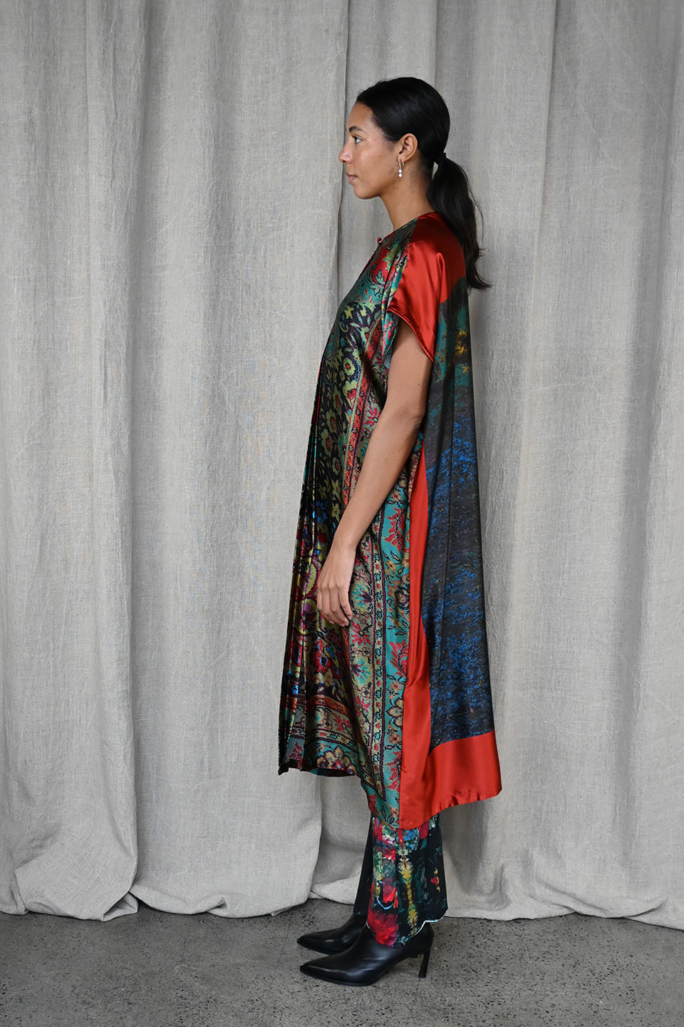 Printed Silk Caftan Dress