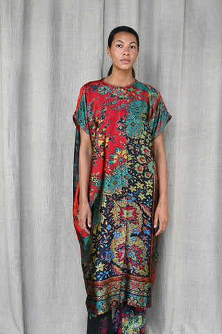 Printed Silk Caftan Dress