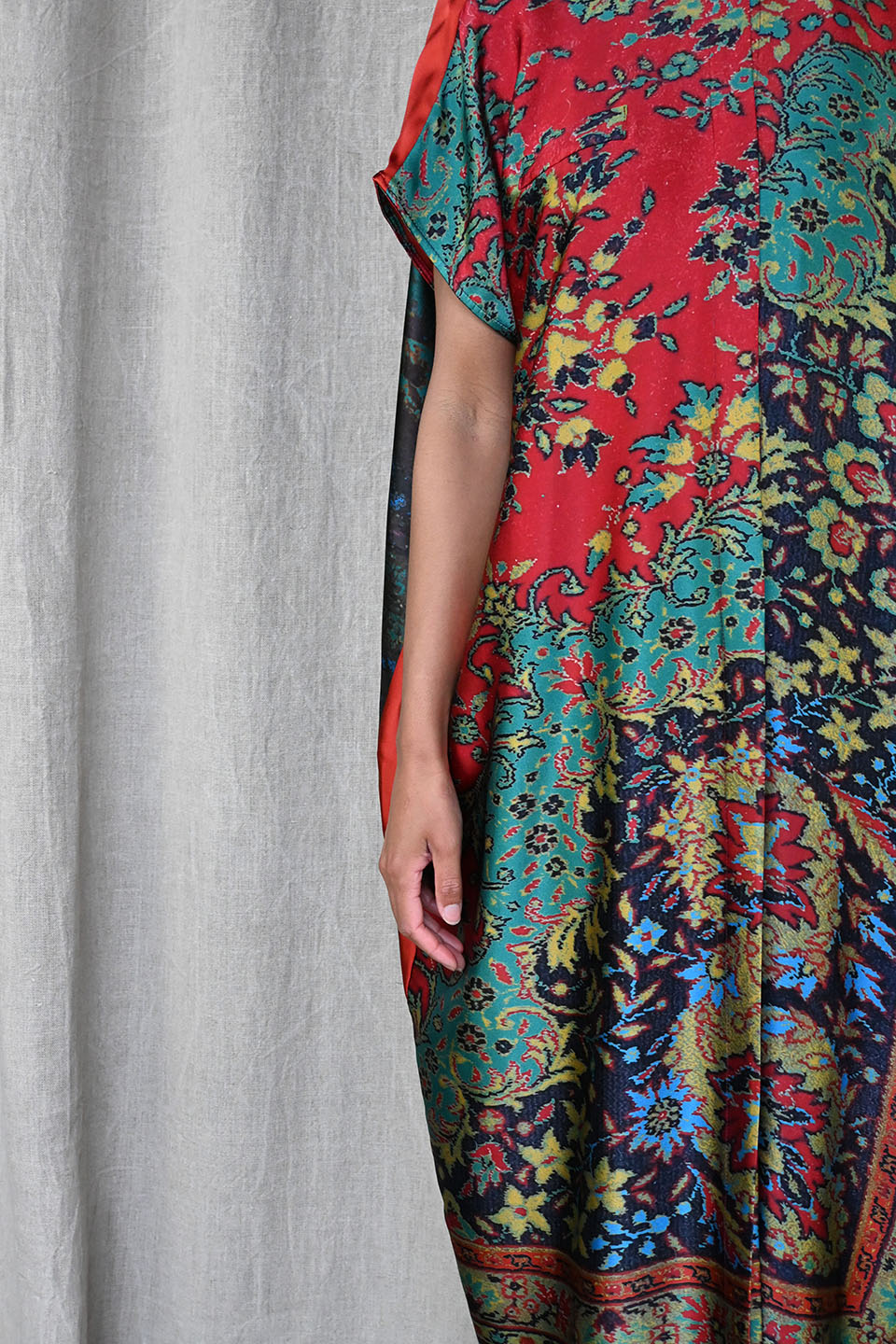 Printed Silk Caftan Dress