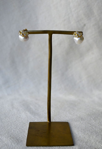Keshi Tahitian Pearl Diamond Earrings