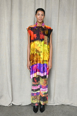 Sleeveless Printed Shirt Dress