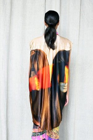 Sleeveless Printed Shirt Dress