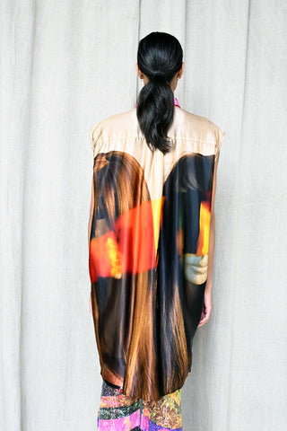 Sleeveless Printed Shirt Dress