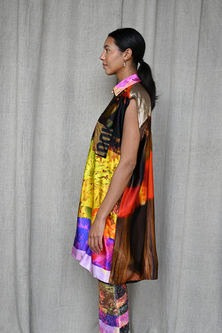 Sleeveless Printed Shirt Dress